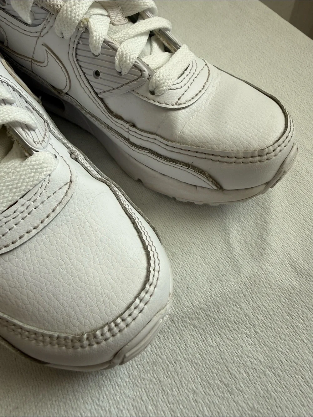 Nike Air Max 90 LTR PS Triple White Kids Size 1Y CD6867-100 No Box